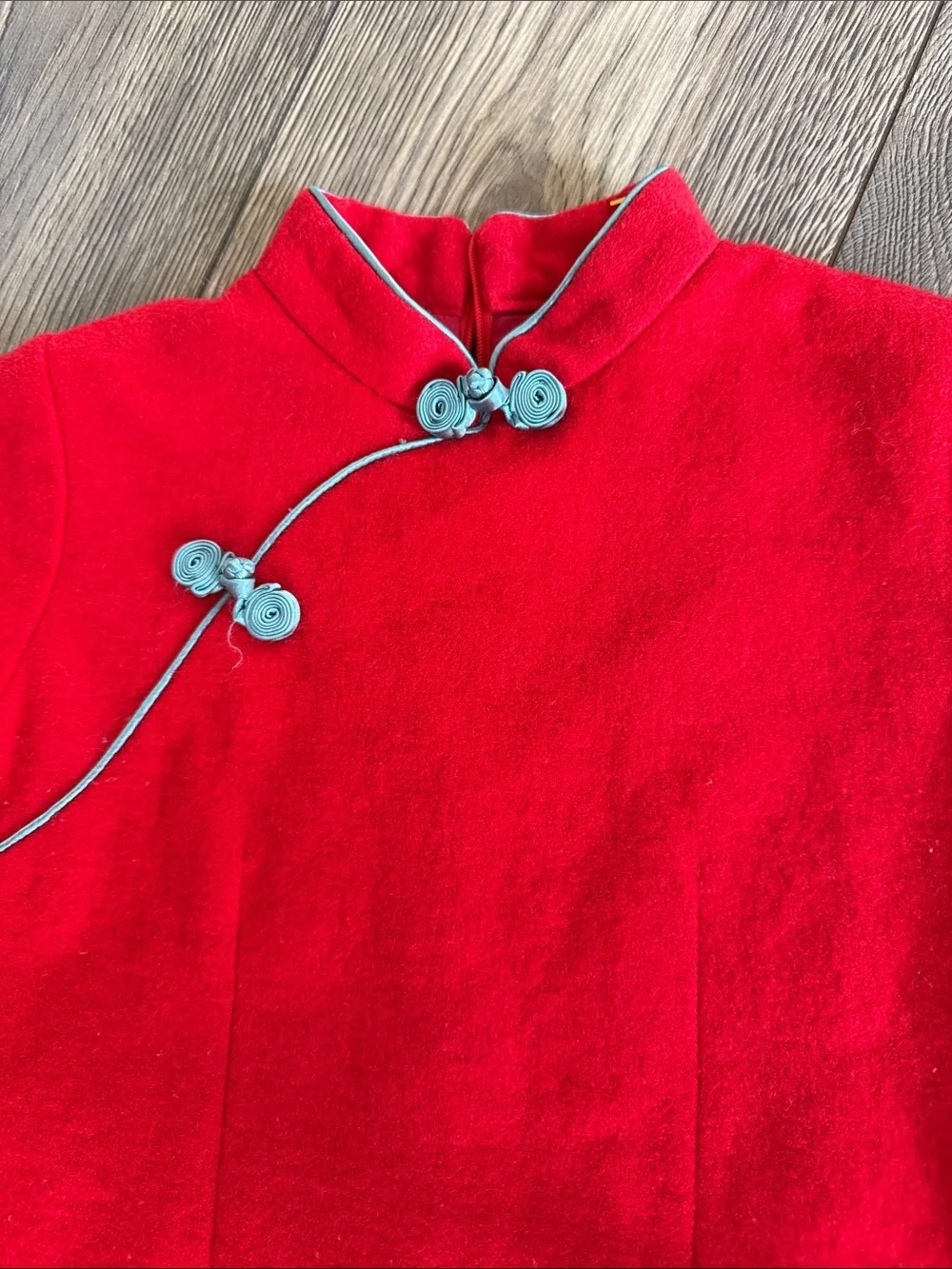 Chou-Chou Chic Red Wool Blend Chinese Style Padded Dress Coat Kids Size 120